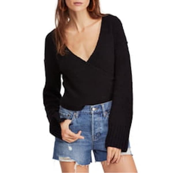 faux wrap sweater