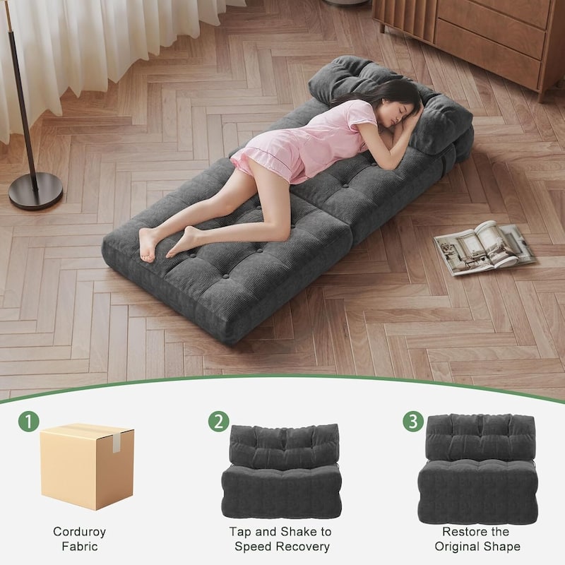 Portable Floor Folding Sofa Bed, Convertible Sleeper Chair for Living Room