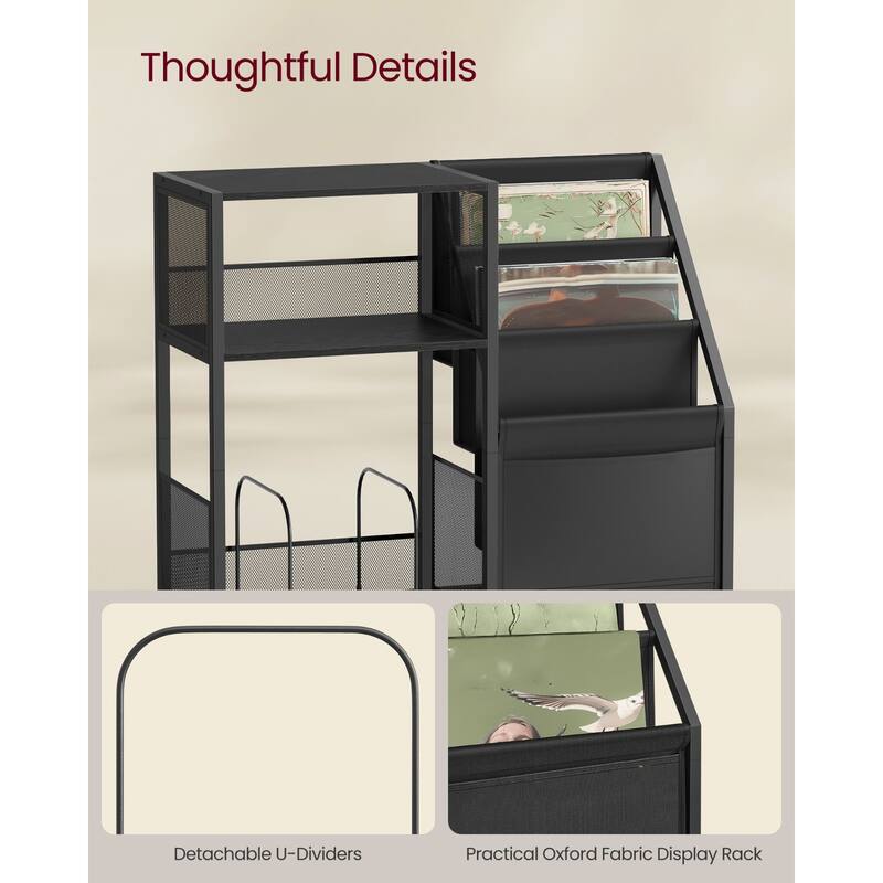 3-Tier Record Player Stand with 2 open Shelves and Display Rack for 140 Albums - 31.9”L x 11.8”W x 27.1”H