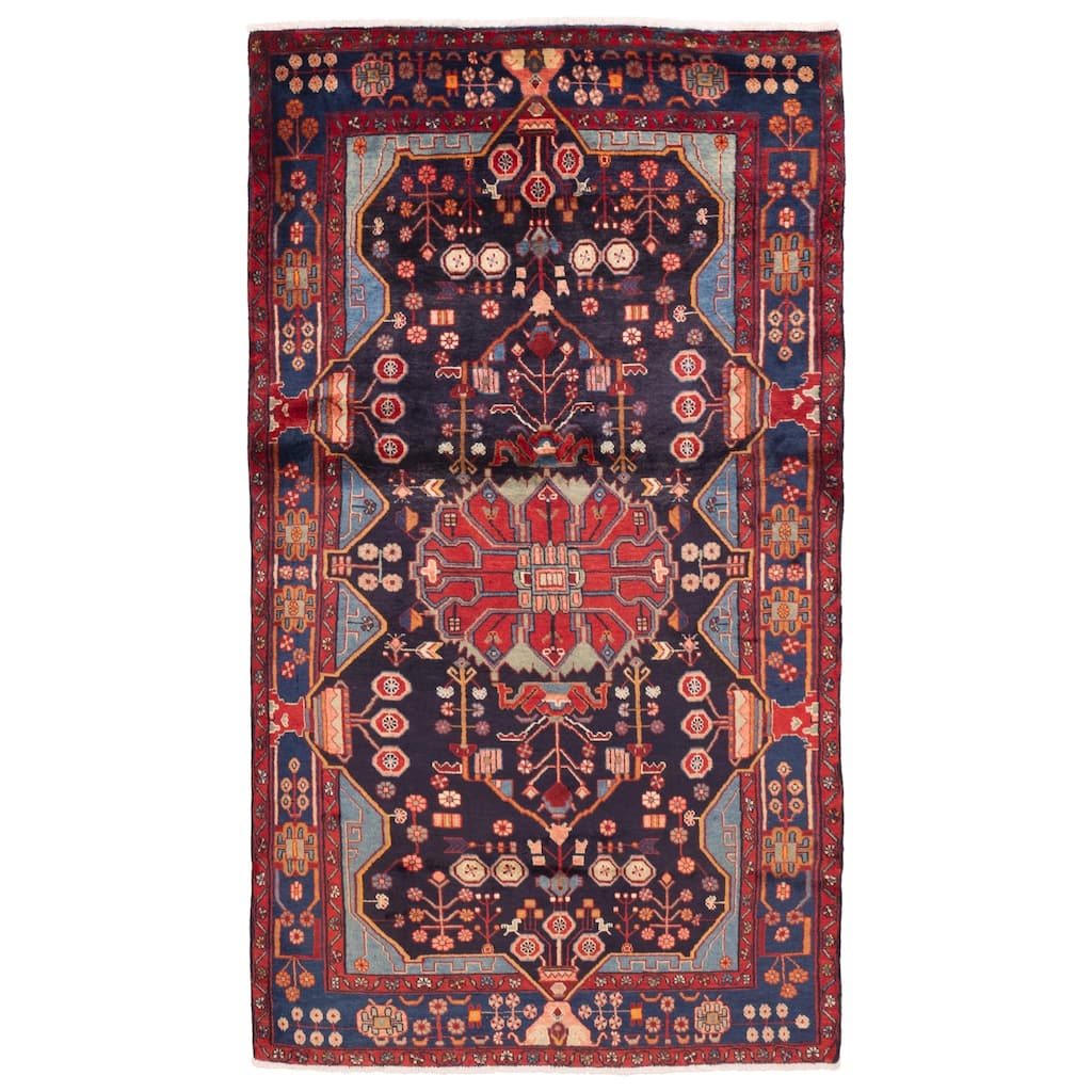 ECARPETGALLERY Hand-knotted Anatolian Vintage Dark Navy Wool Rug - 4'9 x 8'5
