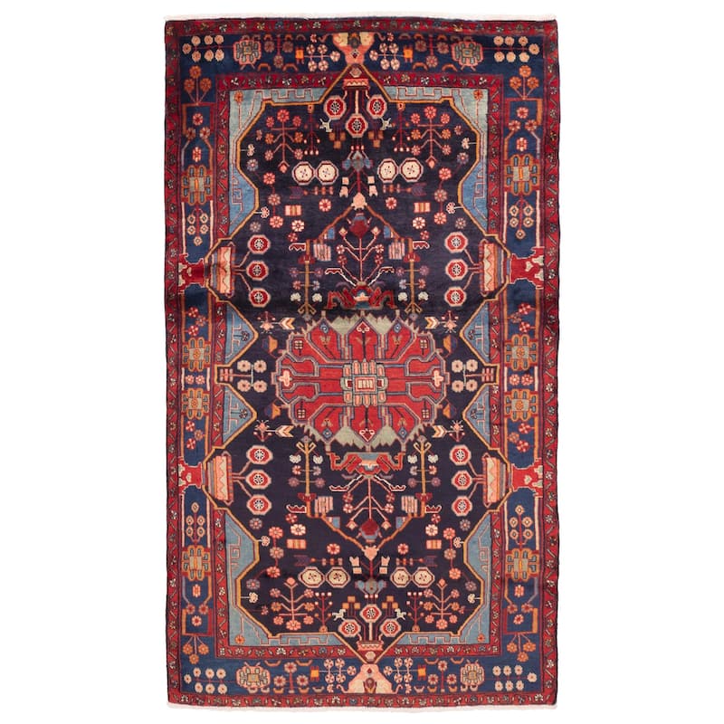 ECARPETGALLERY Hand-knotted Anatolian Vintage Dark Navy Wool Rug - 4'9 x 8'5