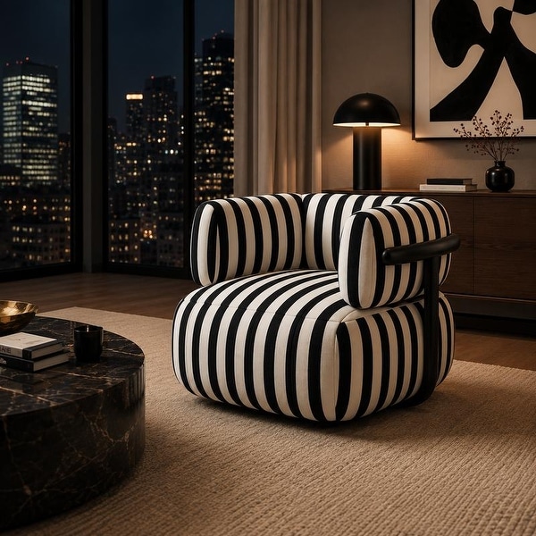 Zebra Striped Oversized Accent Chair with Fixed Back - Bed Bath