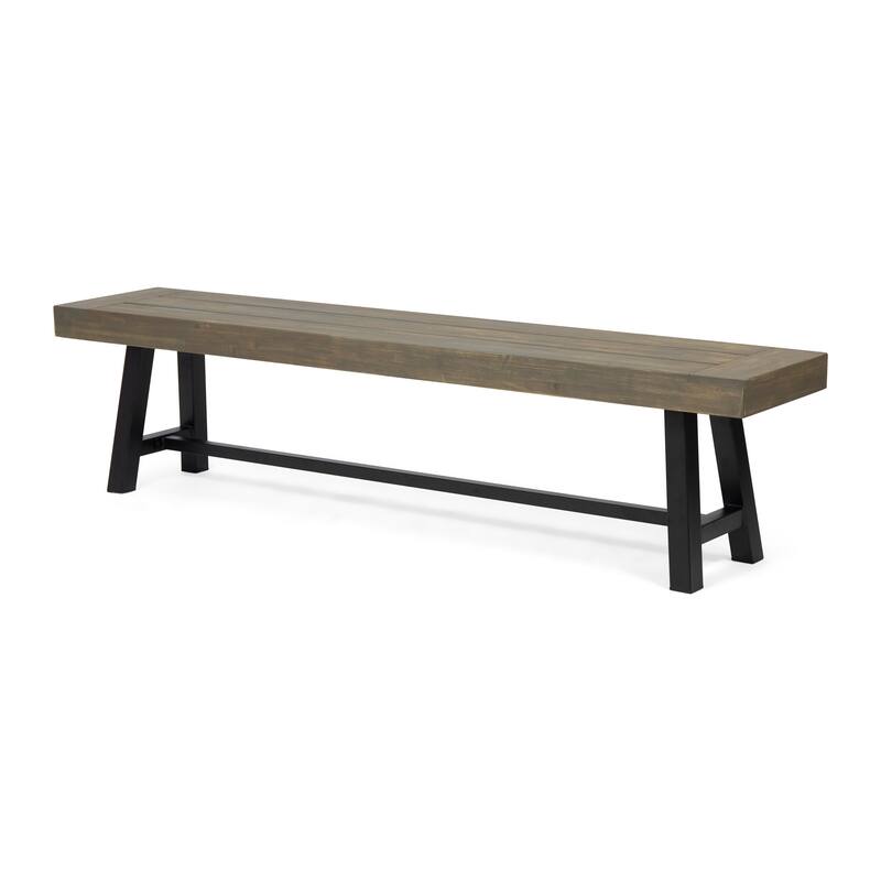 Dining Bench Patio Bench Garden Bench Outdoor Backless Bench - Grey Black