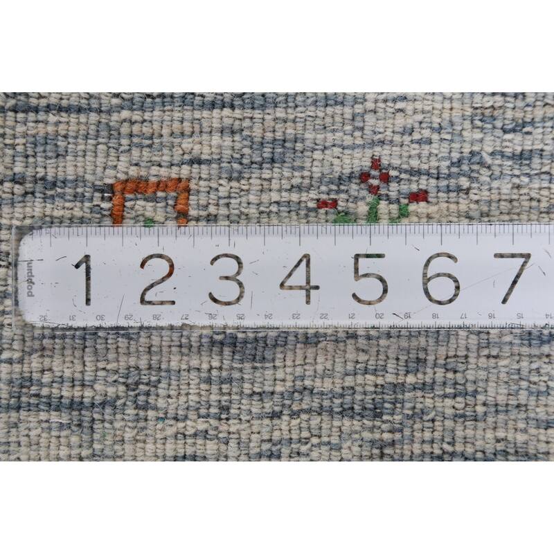 Hand Knotted Oriental 100% Wool Carpet Tribal Animal Pictorial Beige & Ivories Gabbeh Area Rug - 6' 9'' X 5' 2''