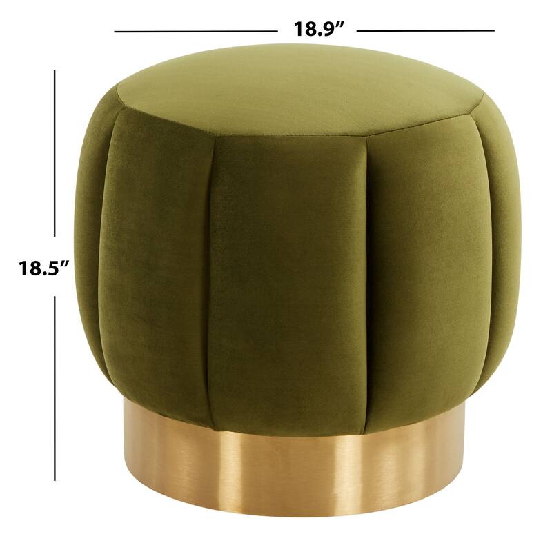 SAFAVIEH Couture Altje Channel Tufted Ottoman - 18.9" W x 18.9" L x 18.5" H - 19Wx19Dx19H