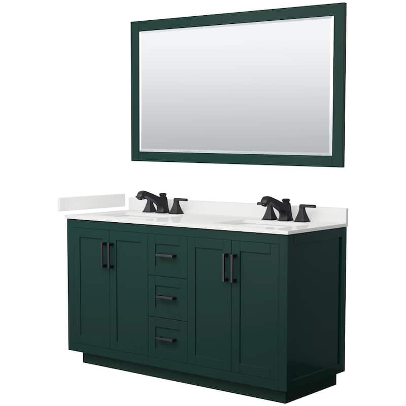 Wyndham Collection WCF292960D-QTZ-US3M58 Miranda 60" Free Standing - Green / White Quartz Top / Matte Black Hardware