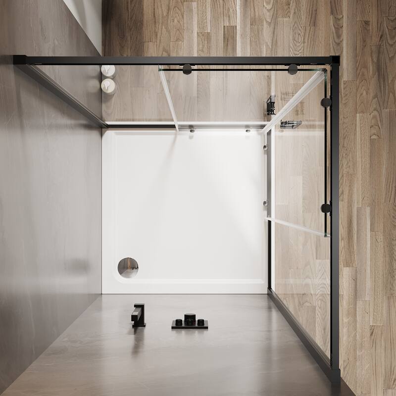 Elegant 34" W x 34" L x 72" H Corner Entry Shower Enclosure Sliding Shower Doors