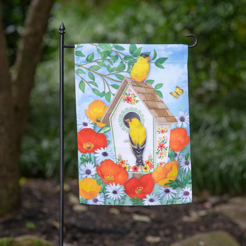 Yellow Finches Suede Garden Flag