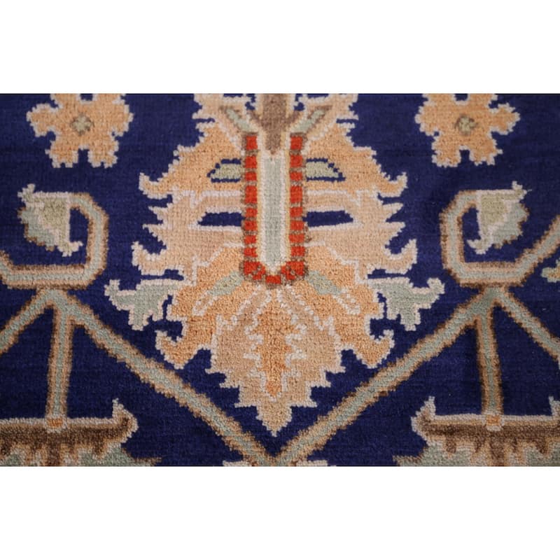 Heriz Serapi Indian Area Rug Hand-Knotted Blue Oriental Wool Carpet - 8'10" x 11'9"