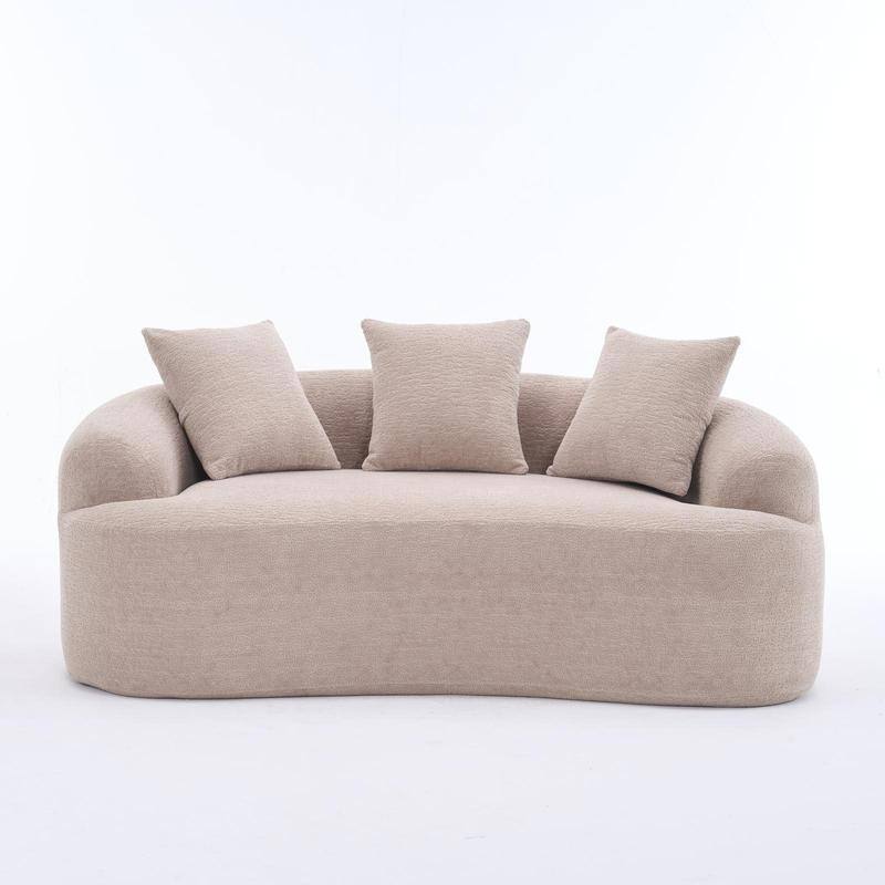 2-Seater Plush Curved Sofa,Pink Chenille,Compact,No Assembly,300lbs