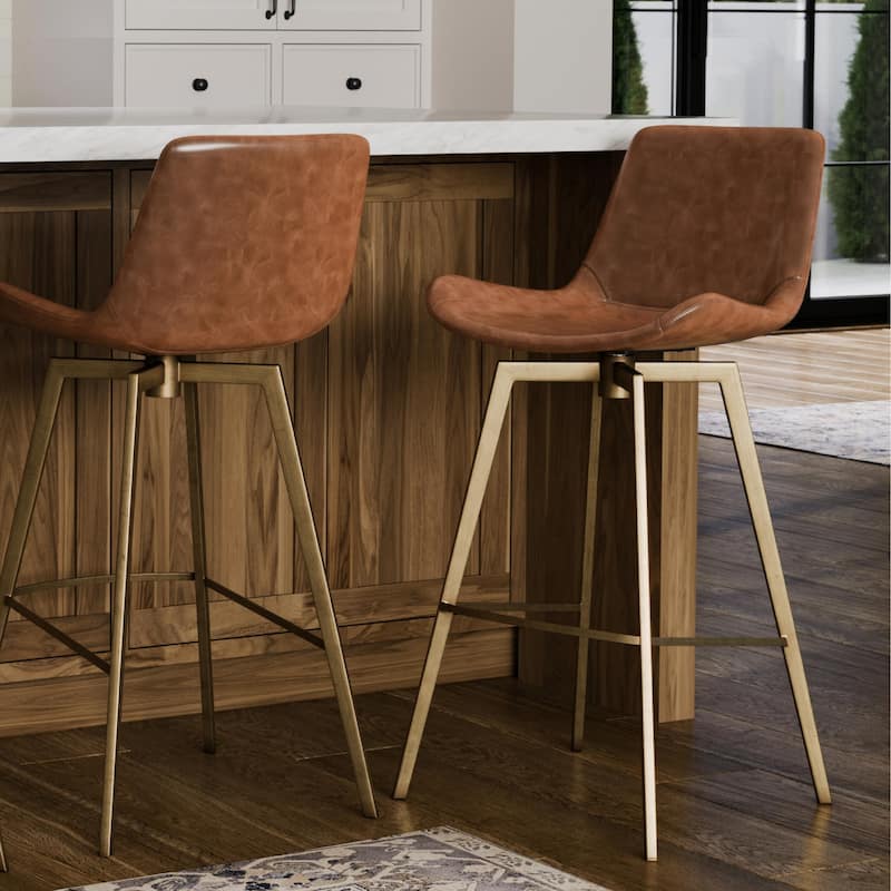 Maven Lane Victor Metal & Vegan Leather Kitchen Dining Stool