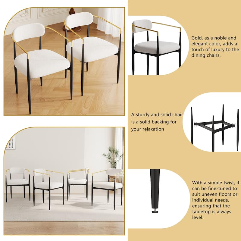 Velvet Dining Chairs set of 2, Modern Dining Chairs Arm Chair with Metal Armrest and Legs Accent Chairs for Kitchen