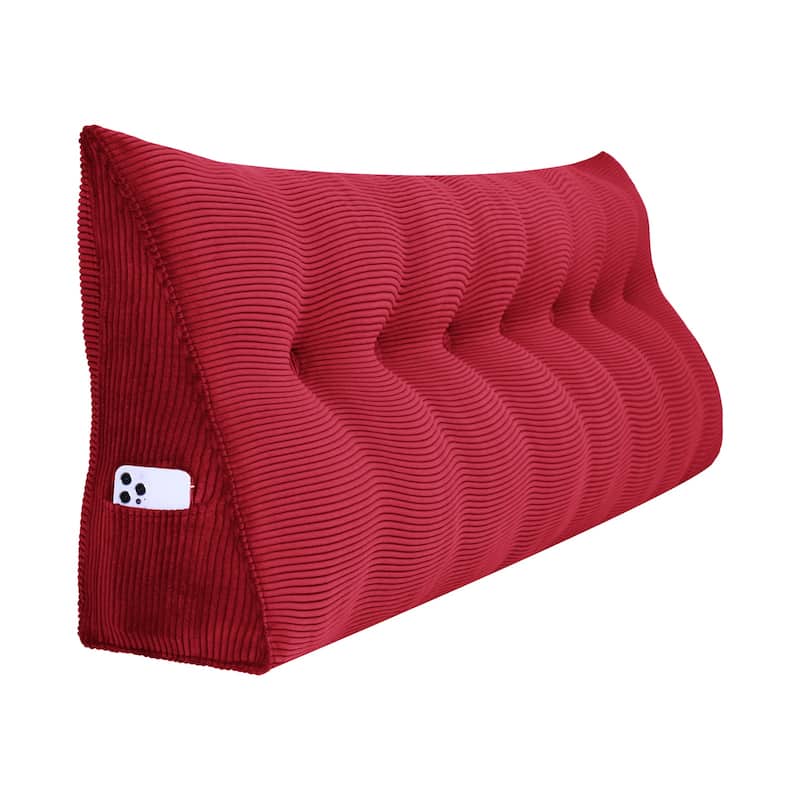 WOWMAX Large Reading Wedge Headboard Pillow for Bed Rest Back Support - King - Red