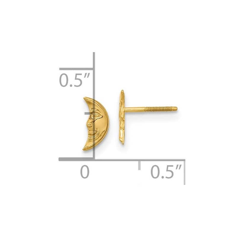 Curata 14k Yellow Gold Polished Half Moon Face Screw back Post Earrings 8x4mm