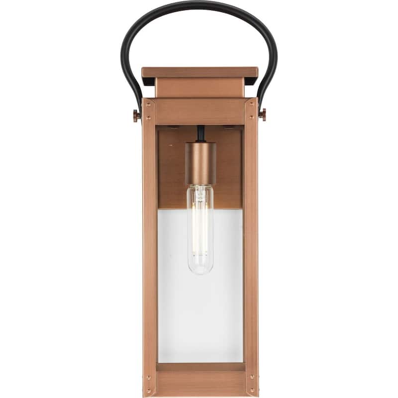 Union Square One-Light Medium Antique Copper Urban Industrial Outdoor Wall Lantern - 7.87 in x 6.5 in x 19.37 in