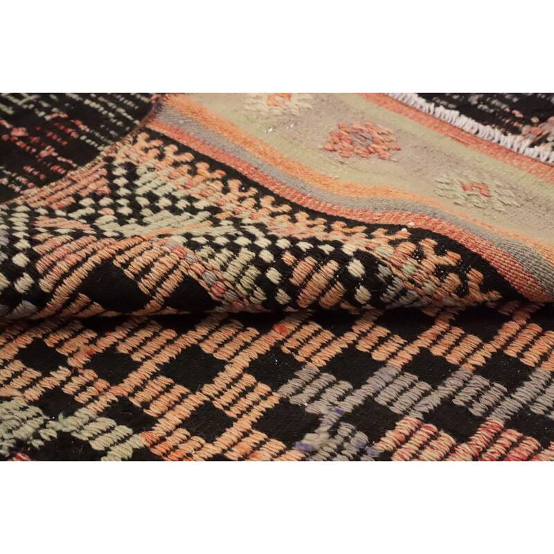 Hand Woven Oriental 100% Wool Carpet Southwestern Tribal Multi-Colored Kilim Area Rug - 9' 11'' X 6' 10''
