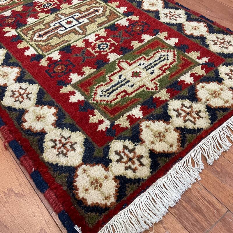 HERAT ORIENTAL Handmade Kazak Wool Rug - 2'2" x 4'1"