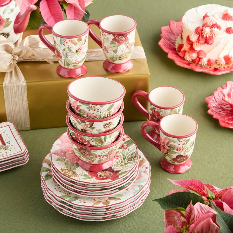 Certified International Winter Blooms 16pc Dinnerware Set, Service for 4