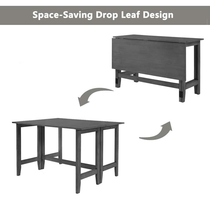 Rustic Drop-Leaf Dining Table – Space-Saving Farmhouse Design with Extendable Wood Top‌ - 47.00in. W X36.00in.DX30.00in. H