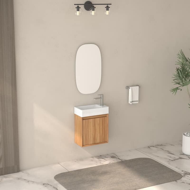 GDF Studio - Zee Modern 16" Small Wall-Mounted Bathroom Vanity with SMC Resin Basin and Soft-Close Door