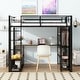 preview thumbnail 3 of 5, Black Metal Full Size Loft Bed Frame with Open Wardrobe, Storage Iron Mesh, MDF Shelves, Ladder and Guardrails for Kids, Teens