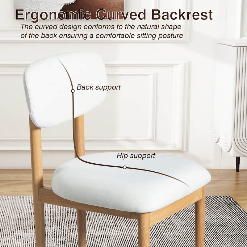 Modern Upholstered Dining Chair with Solid Wood Legs Side Chair for Kitchen Dining Room Living Room (Set of 2)