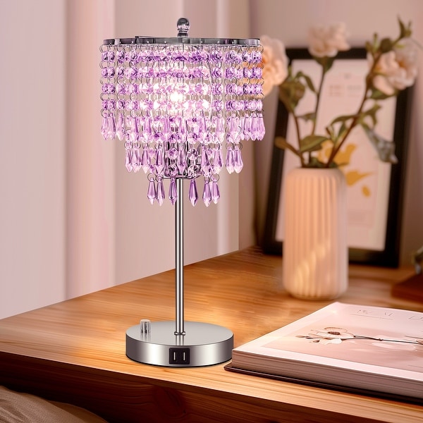 Lamp with crystal shade on sale