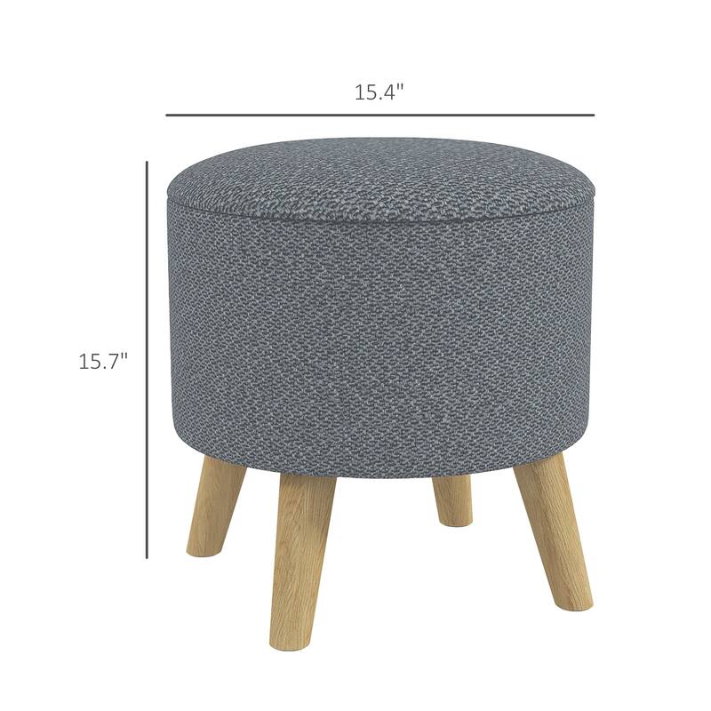 Storage Ottoman, Round Stool Chair with Cushioned Top