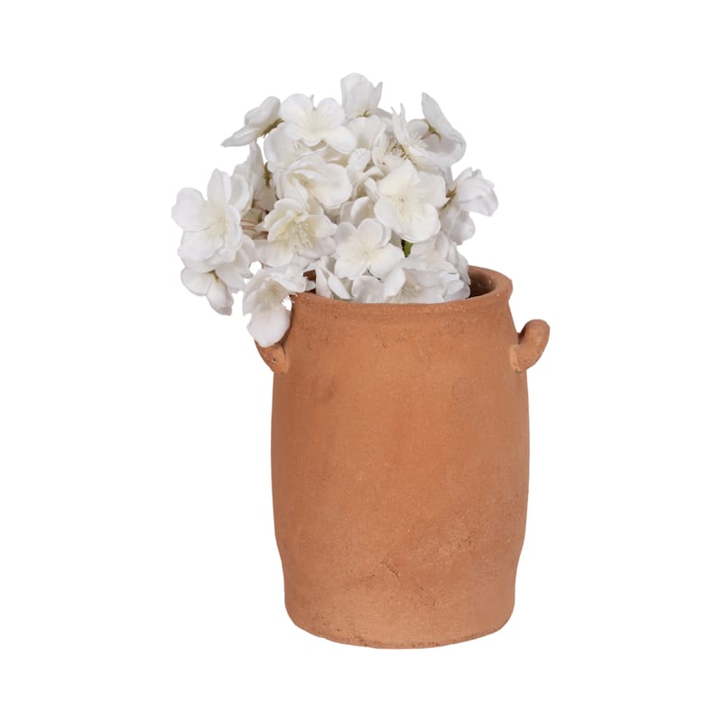 Ceramic Table Vase Rustic Handles Textured Artisan Decorative Accent