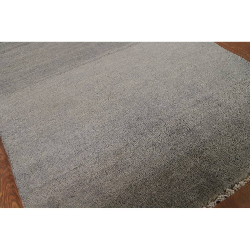 Gray Gabbeh Modern Foyer Rug Hand-Knotted Wool Carpet - 2'8"x 3'11"