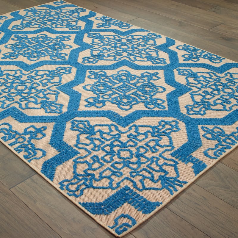 Style Haven Cara Mixed Pile Floral Medallions Indoor/ Outdoor Area Rug