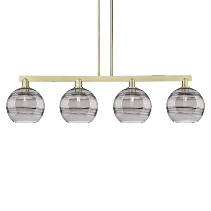 Innovations Lighting 716-4I-13-53 Rochester Linear Rochester 4 Light - Antique Brass / Light Smoke