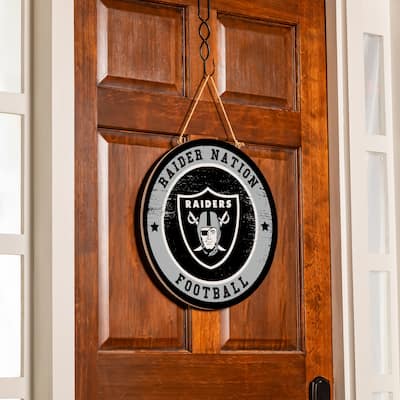 Las Vegas Raiders Wooden Door Decor Wall Sign - Multi-Color
