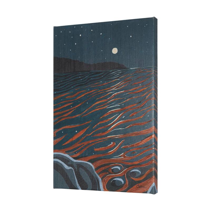 Sea Bay At Night II (30 x 45 ) Canvas Art Print