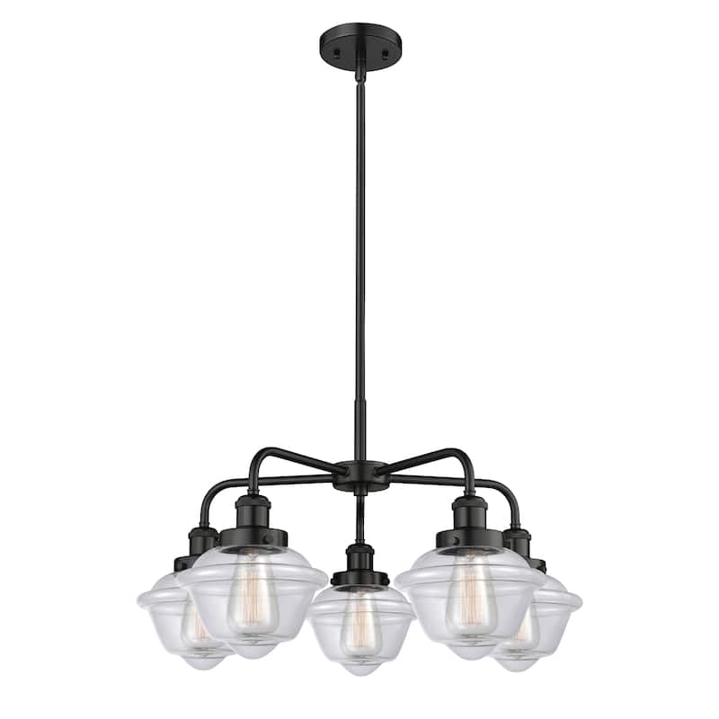 Innovations Lighting Oxford - 5 Light 25" Stem Hung Chandelier - Clear/Matte Black