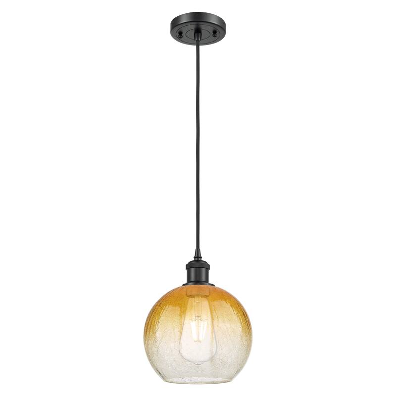 Innovations Lighting Endless Possibilities Ballston - Brookhaven Globe - 1 Light 8" Cord Hung Mini Pendant - Matte Black/Amber