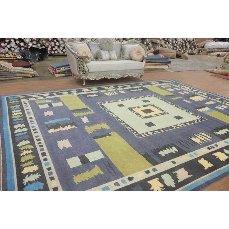 Vegetable Dye Wool Gabbeh Turkish Large Rug Handmade Wool Carpet - 14' 2'' X 10' 7''