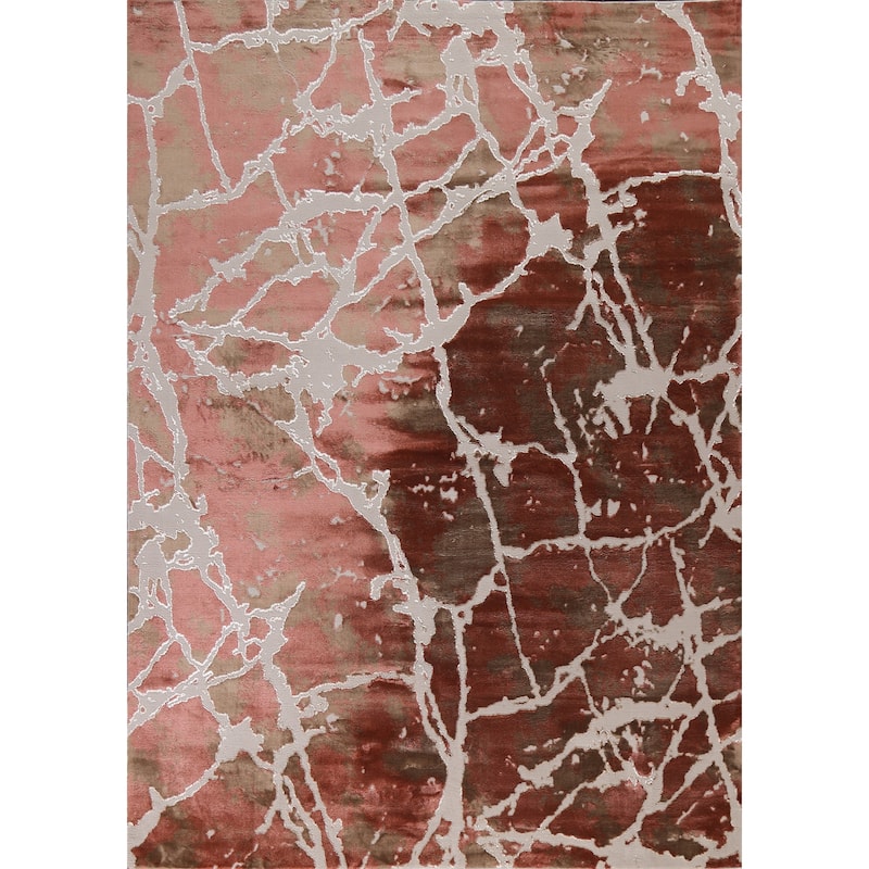 Abstract Transitional Turkish Oriental Rug Contemporary Carpet - 9'2" x 12'6" - Rust