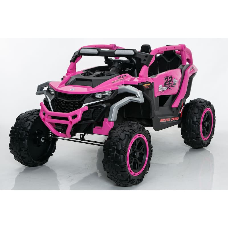 Magenta Kids Ride On Truck with Remote Control, Electric ATV Off-Road Toy Car with Openable Doors & Music