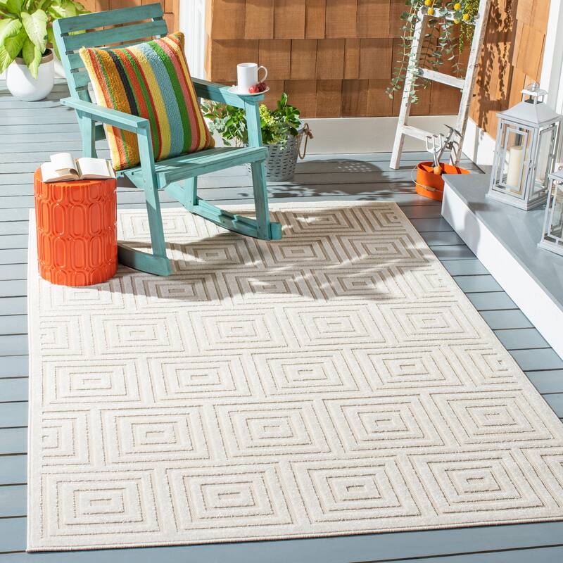 SAFAVIEH Cottage Burga Geometric Indoor/ Outdoor Patio Backyard Rug