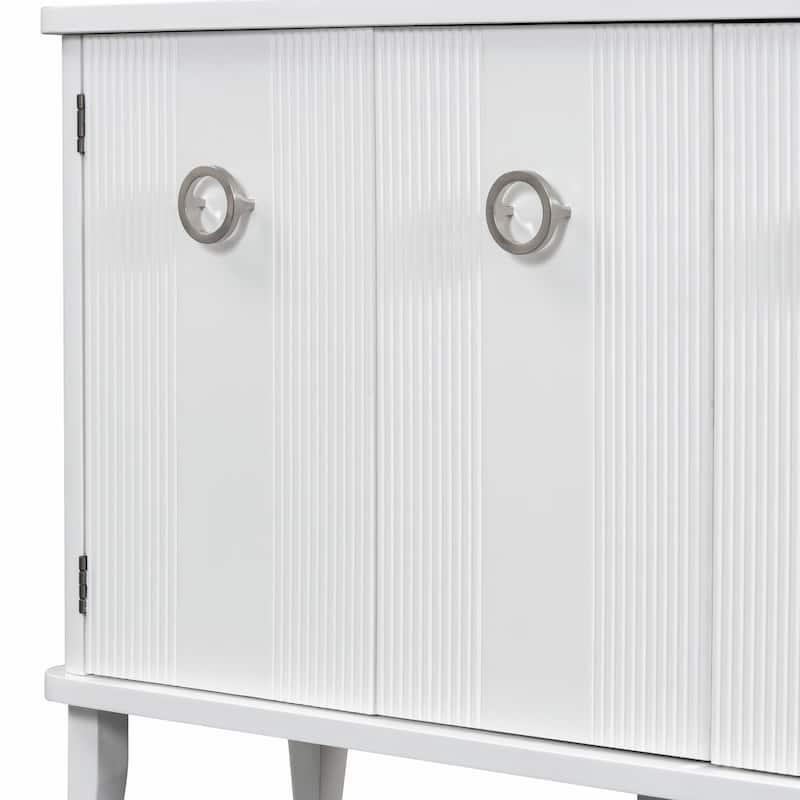 Fraxinus Mandschurica Cabinet with Three Acacia Solid Doors, Adjustable Shelves