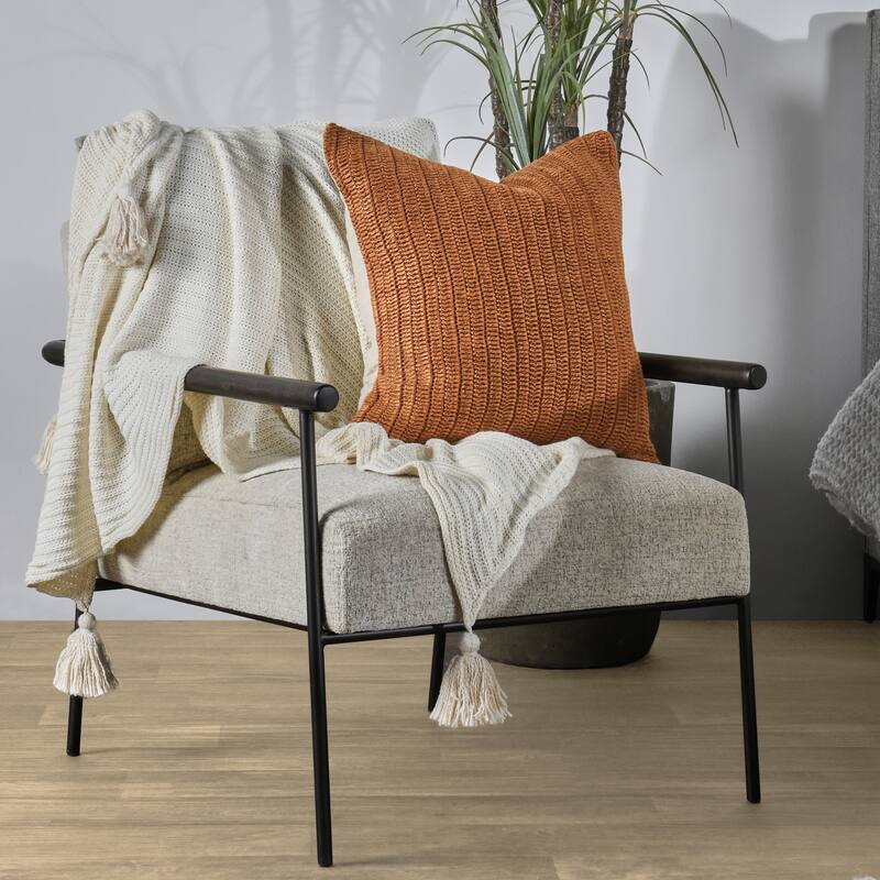 Kosas Home Marcie Knitted 22-inch Throw Pillow - Saffron