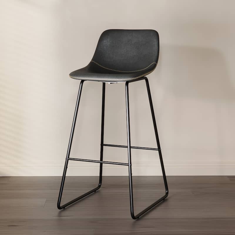 Modern 30.in Bar Height Bar Stool with PU Leather and Metal Frame Barstools for Kitchen Island