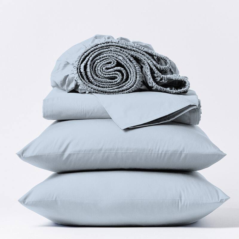 Aireolux 1000 Thread Count Ultra-Soft & Silky Luxury Egyptian Cotton Sheet Set - Light Blue - Full