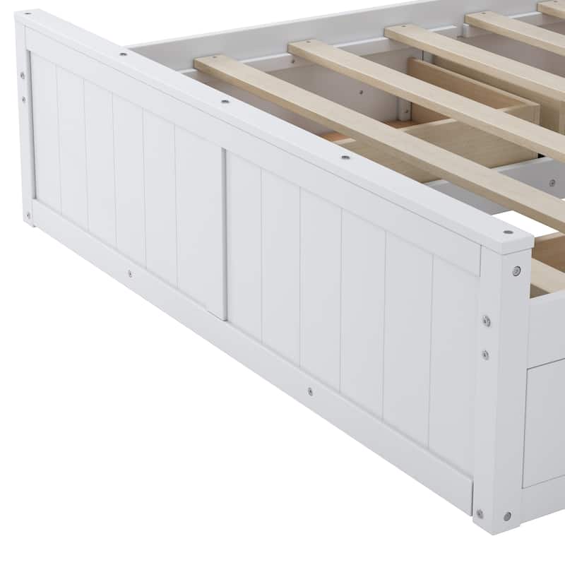 Full Size Wood Bed with All-in-One Cabinet and Shelf