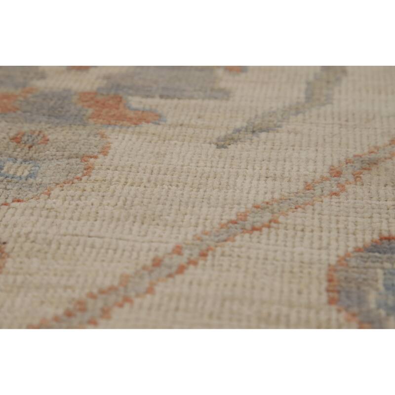 Hand Knotted Oriental 100% Wool Carpet Transitional All-Over Beige & Ivories Oushak Area Rug - 15' 0'' X 10' 3''
