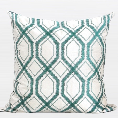 G Home Collection Luxury Lack Blue Geometry Pattern Embroidered Pillow 20