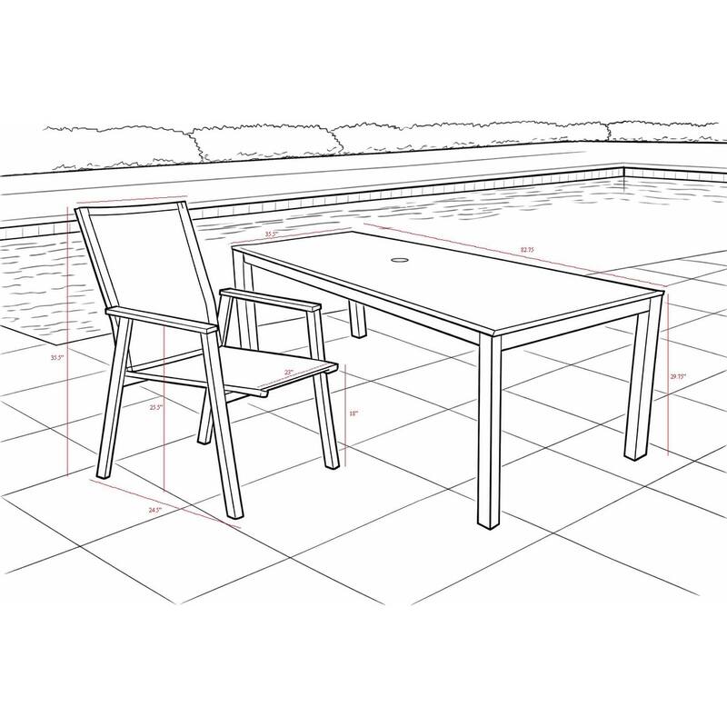 Bernini Dark Grey 9-Piece Aluminum Outdoor Dining Set with Sling Set in Smoke Grey - N/A