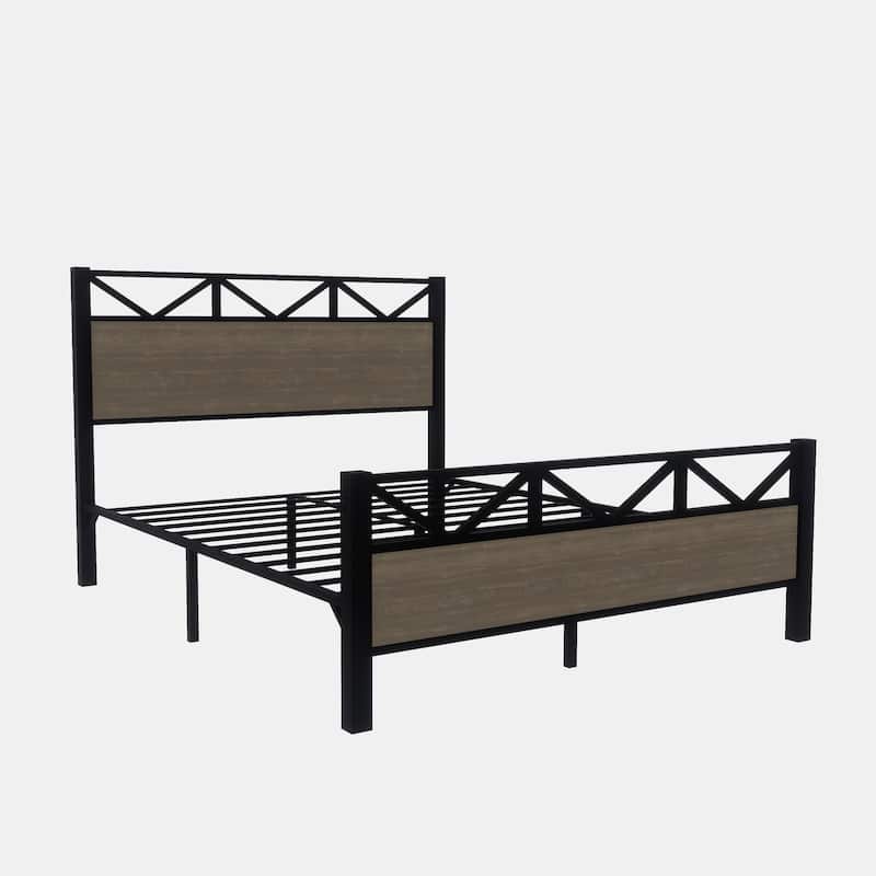 Full Size Bed Frame,Easy Assembly, Brown