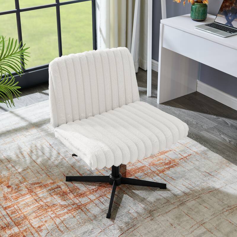 Adjustable Swivel Criss Cross Chair, Wide Seat Office Chair Vanity Chair